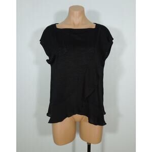WOMENS Top Black Sleeveless Flounce Detail